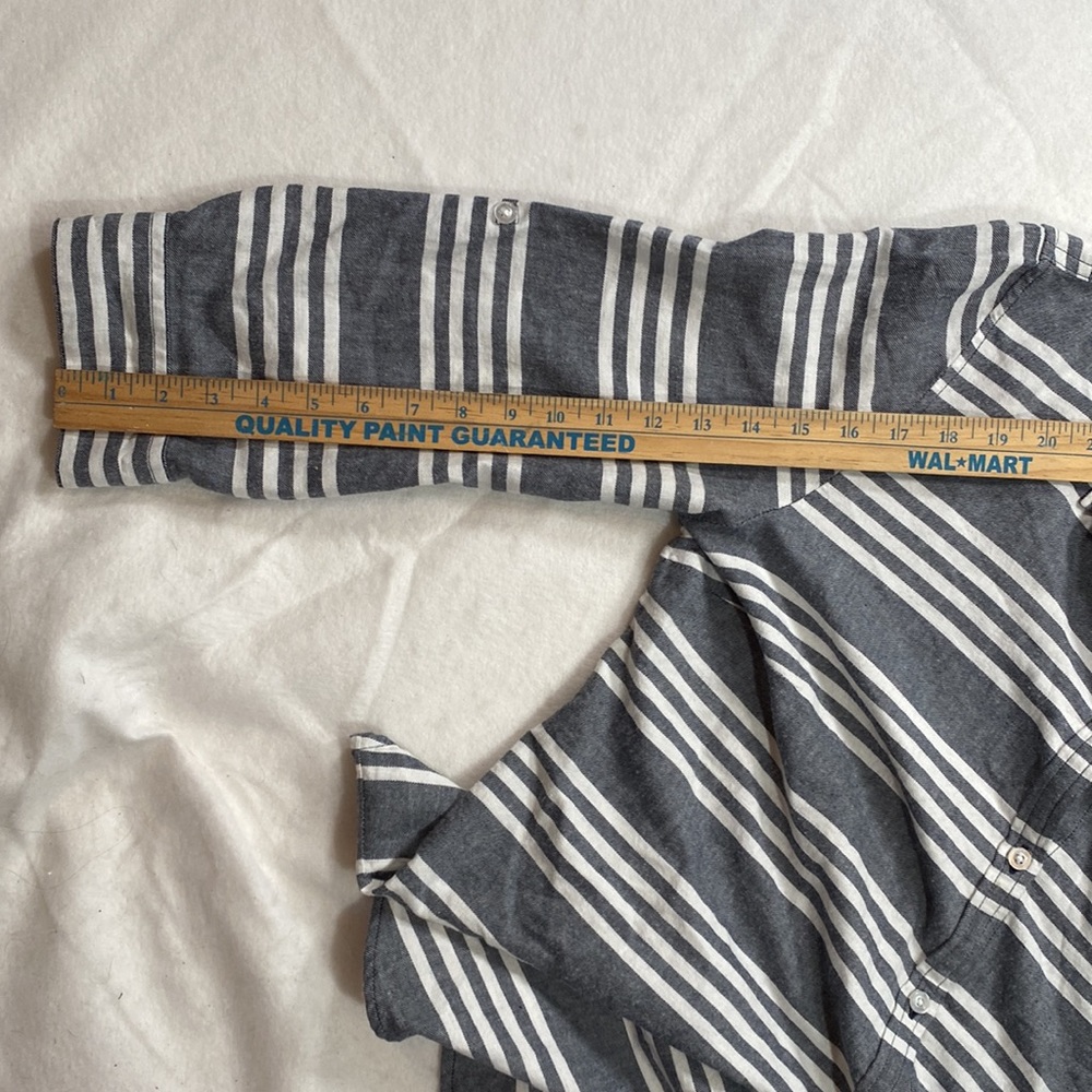 Nautica Long Sleeve Button Up Shirt Blouse Striped Womens Size XL Grayish Blue - Picture 8 of 14